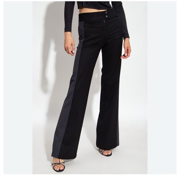 Diesel blck p-pritha Trousers flared  NWT$283 Black wide leg   tall NWT - Picture 1 of 16
